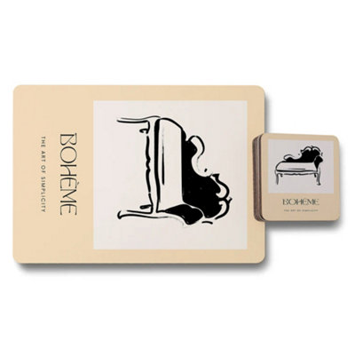 B&Q -  Boheme Placemat Coaster Set Art Of Simplicity Collection Wood Base Limited Edition