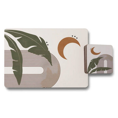 B&Q -  Placemat And Coaster Set Wood Bottom Artwork Limited
