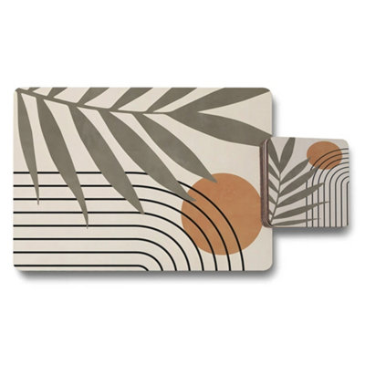 B&Q -  Placemat Coaster Set Designer Artwork Collection With Wood Bottom Subtle Exclusivity
