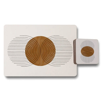 B&Q -  Wood Bottom Geometric Placemats And Coasters Set Limited