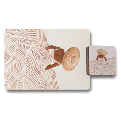 B&Q -  Placemat Coaster Set Exclusive Artwork Collection Wood