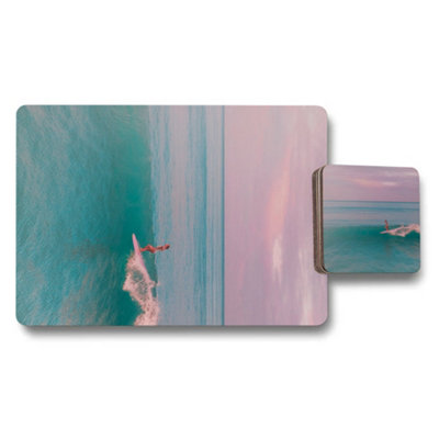 Benjamin Tate Design Designer Art Placemat And Coaster Set Wood Backing Elite from B&Q
