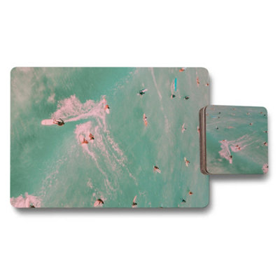 B&Q -  Placemat And Coaster Set Wood Bottom Designer Artwork Elite