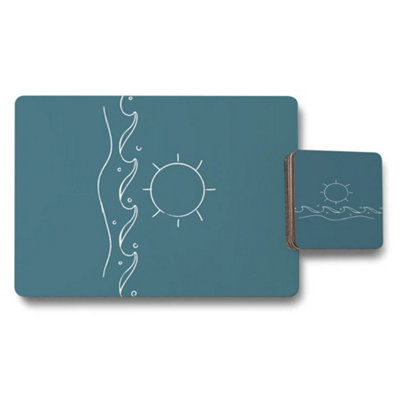 Benjamin Tate Design Signature Print Placemat And Coaster Set With Wood Bottom from B&Q
