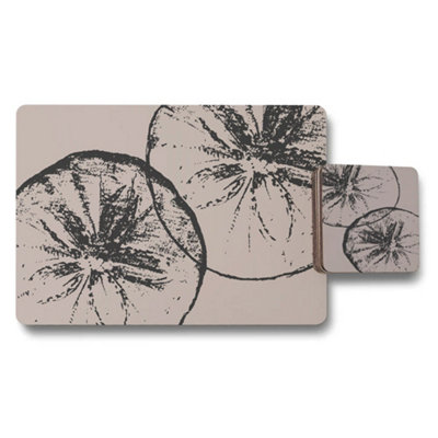 B&Q -  Limited Designer Artwork Placemat Coaster Set Wooden Bottom