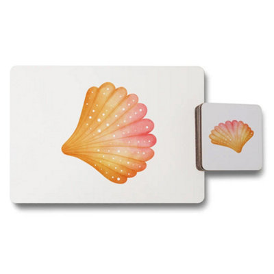 Benjamin Tate Design Shell Design Placemat Coaster Set With Wood Backing Elite from B&Q