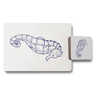 B&Q -  Designer Sea Collection Placemat And Coaster Set With Wood Backing Limited Edition Artwork