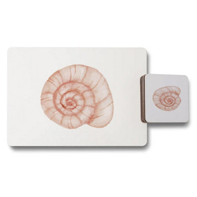 Benjamin Tate Design Seashell Design Elite Placemat Coaster Set With Wood Backing from B&Q