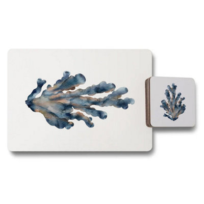 Benjamin Tate Design Coral Watercolor Placemat Coaster Set Limited Edition from B&Q