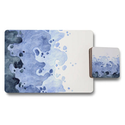 B&Q -  Designer Artwork Placemat And Coaster Set Featuring Wood Bottom And Exclusive Design