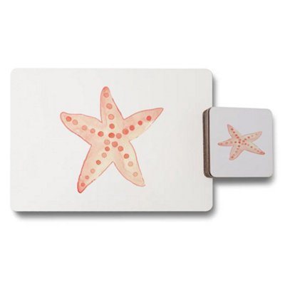 Benjamin Tate Design Starfish Elite Wood Bottom Placemats And Coasters Set from B&Q