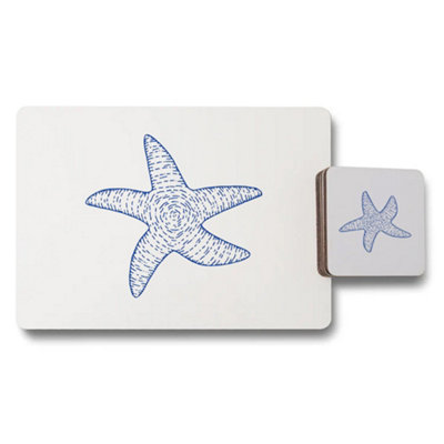 Benjamin Tate Design Blue Starfish Designer Collection Placemat Coaster Set from B&Q