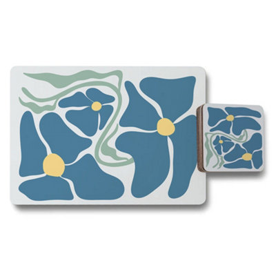 Benjamin Tate Design Floral Placemats And Coasters Set With Wood Backing Elite from B&Q