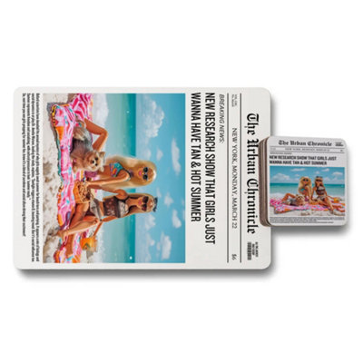 B&Q -  Designer Placemat And Coaster Set With Wood Bottom Limited