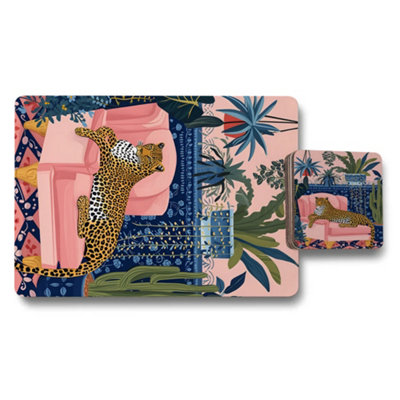 B&Q -  Leopard Luxe Placemat Coaster Set Designer Artwork