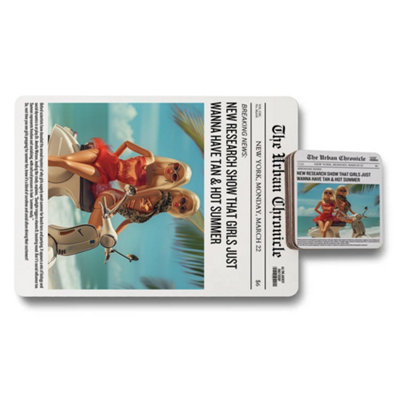 B&Q -  Designer Artwork Placemat Coaster Set 12 Pieces With Wood Bottom Subtle Exclusive Collection
