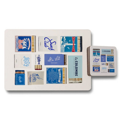 B&Q -  Limited Placemat Coaster Set With Wood Bottom Luxe Artwork