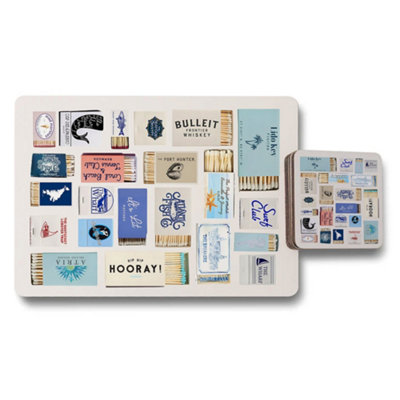 B&Q -  Placemat Coaster Set Wood Bottom Artwork Limited