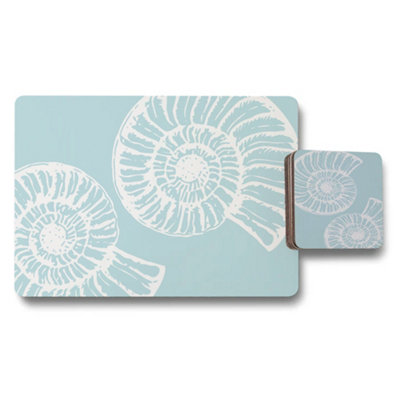 B&Q -  Placemats And Coasters Set Of Twelve With Wood Backing In Trend Artwork Collection Exclusive
