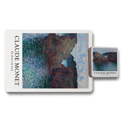 B&Q -  Limited Monet Collection Placemats Coasters Set Wood Base