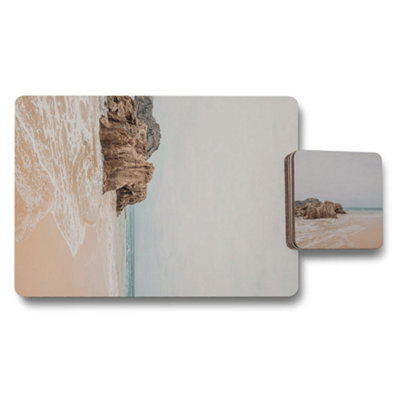 B&Q -  Placemat And Coaster Set Wood Bottom Artwork Limited Edition