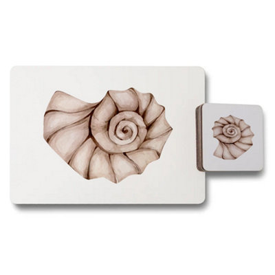 Benjamin Tate Design Designer Shell Placemats And Coasters Set Wood Exclusive from B&Q