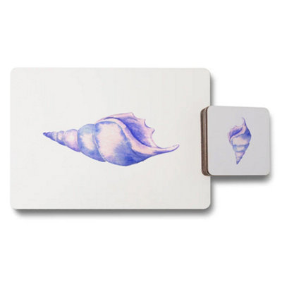 B&Q -  Placemat Coaster Set Seashell Print Wood Base Designer Collection Limited Edition Exclusive