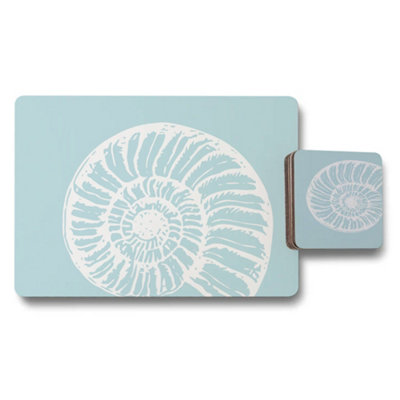 Benjamin Tate Design Placemat Coaster Nautical Shell Design Limited Wooden Base from B&Q