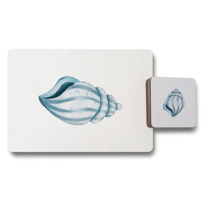 B&Q -  Seashell Collection Wood Placemat Coaster Set Exclusive