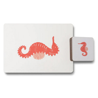 B&Q -  Placemat Coaster Set Wood Bottom Designer Artwork Exclusive