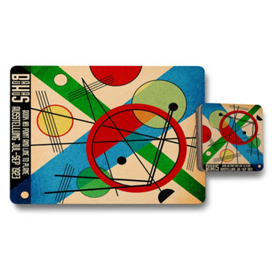 B&Q -  Set Of 12 Placemats And Coasters With Abstract Geometric Artwork