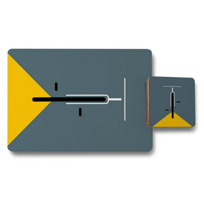 B&Q -  Geometric Placemats And Coasters Set Of 12 With Wood Backing