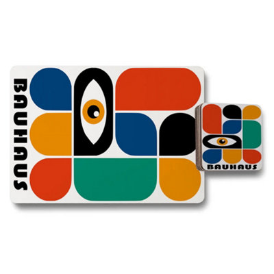 B&Q -  Bauhaus Style Placemats And Coasters Set 12 With Wood Bottom