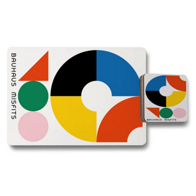 B&Q -  Bauhaus Misfits Placemat And Coaster Set 12 Pieces With Wood Bottom