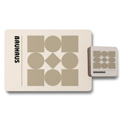 Benjamin Tate Design Bauhaus Geometry Placemats And Coasters Set12 Pieces11X8 Inch from B&Q