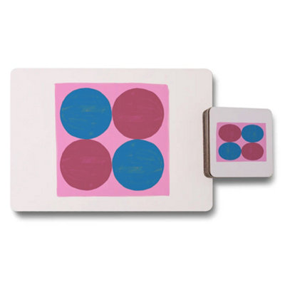 B&Q -  Set Of 12 Placemats And Coasters With Abstract Circle Artwork
