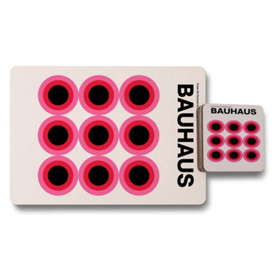 Benjamin Tate Design Bauhaus Pink Circles Placemats And Coasters Set Of 12 from B&Q