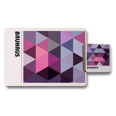 B&Q -  Set Of 12 Geometric Purple Triangle Placemats And Coasters