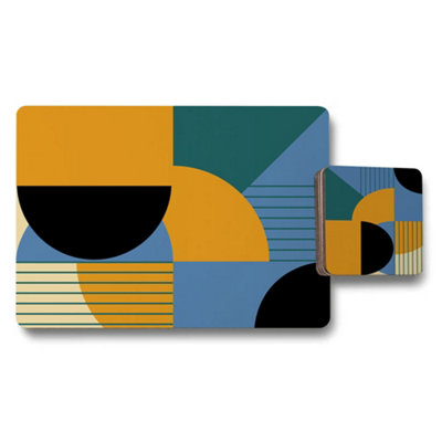 Benjamin Tate Design Set Of 12 Geometric Placemats And Coasters With Wood Bottom from B&Q