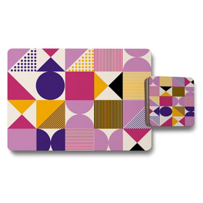 Benjamin Tate Design Set Of 12 Geometric Placemat And Coaster Set 11X8 Placemats 3.7X3.7 Coasters from B&Q