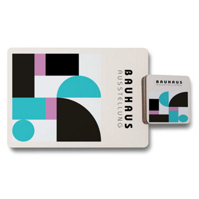 Benjamin Tate Design Bauhaus Designer Placemat And Coaster Set 11X8 Placemats 3.7X3.7 Coasters from B&Q
