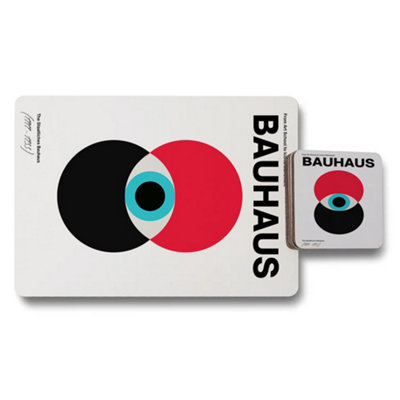 B&Q -  Bauhaus Geometric Placemat And Coaster Set 12 Pieces With Wood Bottom