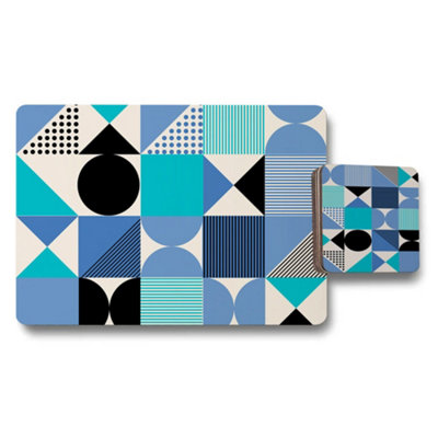 Benjamin Tate Design Geometric Placemat And Coaster Set 12 Pieces 11X8 Placemats 3.7X3.7 Coasters from B&Q