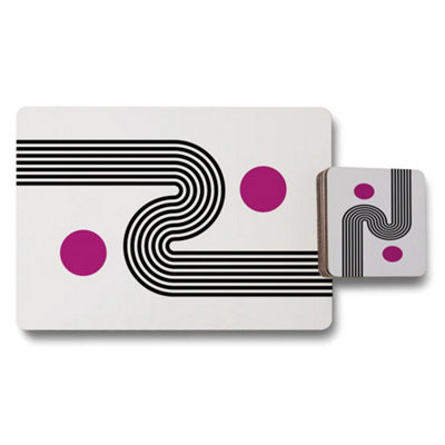 Benjamin Tate Design Geometric Placemat And Coaster Set 12 Pc 11X8 With Wood Bottom from B&Q