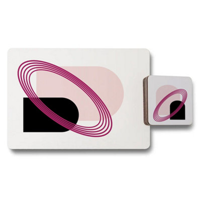 B&Q -  Set Of 12 Geometric Placemats And Coasters With Wood Backing