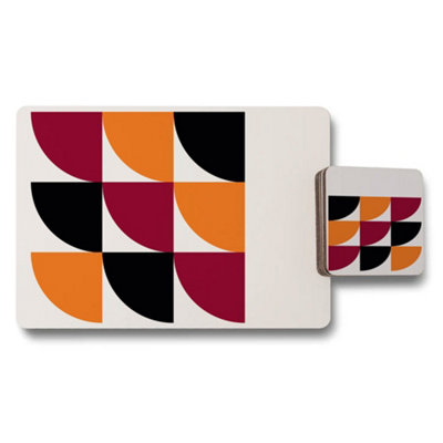 B&Q -  Set Of 12 Geometric Placemats And Coasters With Wood Backing