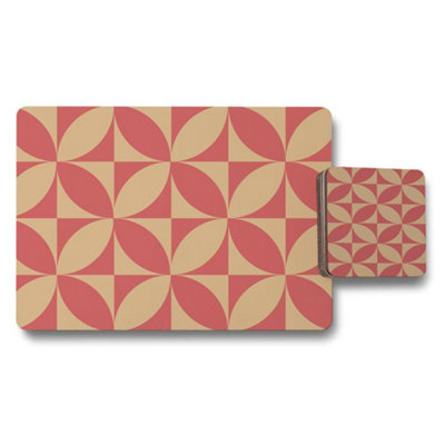 Benjamin Tate Design Set Of 12 Geometric Placemat And Coaster Set With Wood Bottom from B&Q