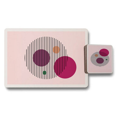 B&Q -  Set Of 12 Geometric Placemats And Coasters With Wood Backing