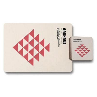 B&Q -  Geometric Triangle Placemat And Coaster Set 12 Pieces With Wood Backing