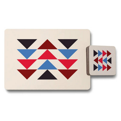 Benjamin Tate Design Geometric Triangle Placemat And Coaster Set With Wood Bottom 11X8 Placemats from B&Q